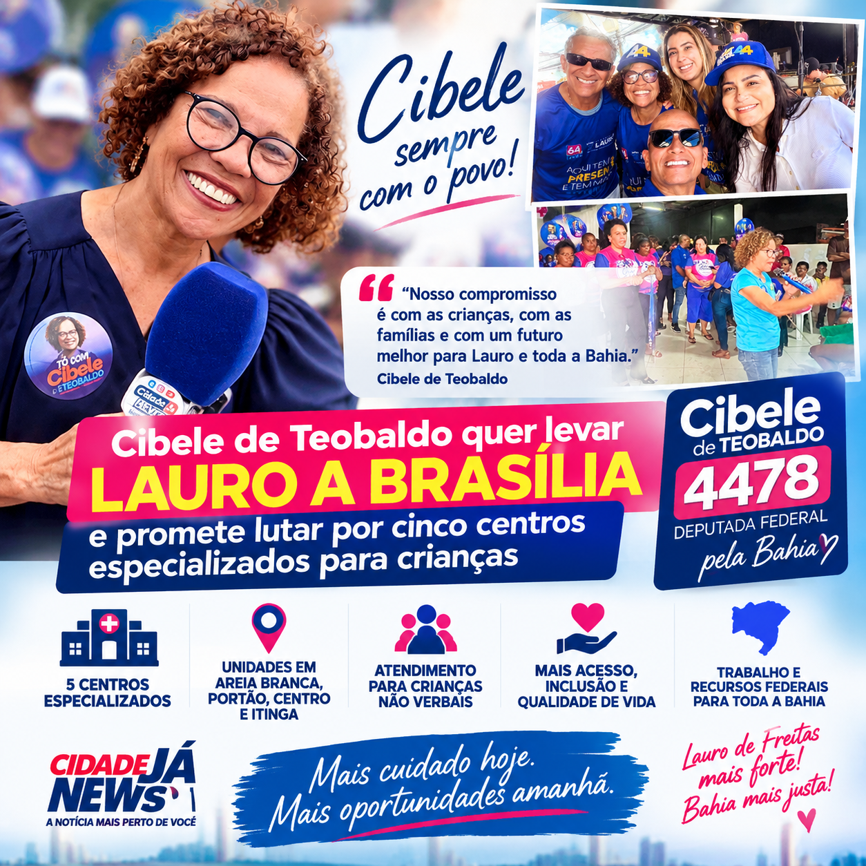 Cibele mira Brasília com projeto que pode transformar o atendimento infantil em Lauro de Freitas