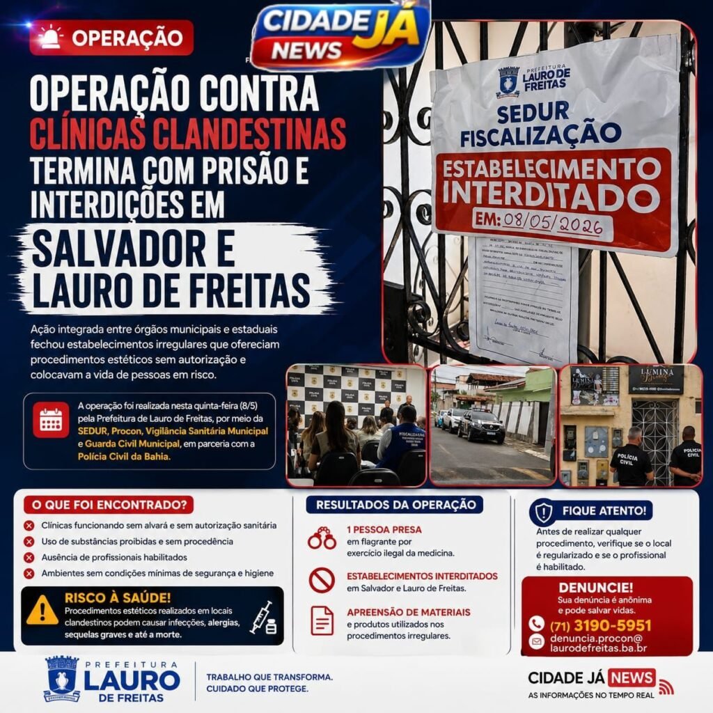 “*Operação contra clínicas clandestinas termina com prisão e interdições em Salvador e Lauro de Freitas*”